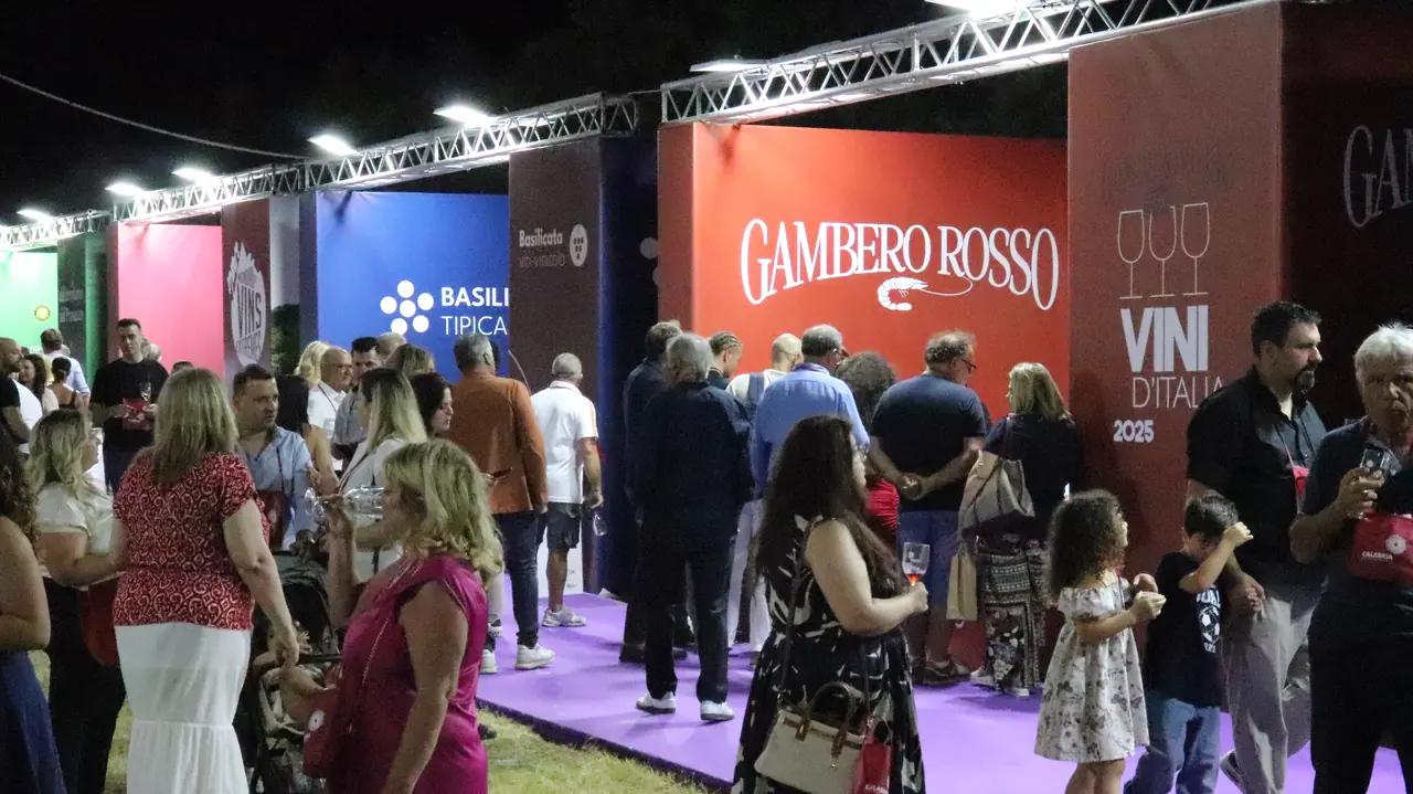 Besucher an den Verkostungsständen von Vinitaly and the City Sibari