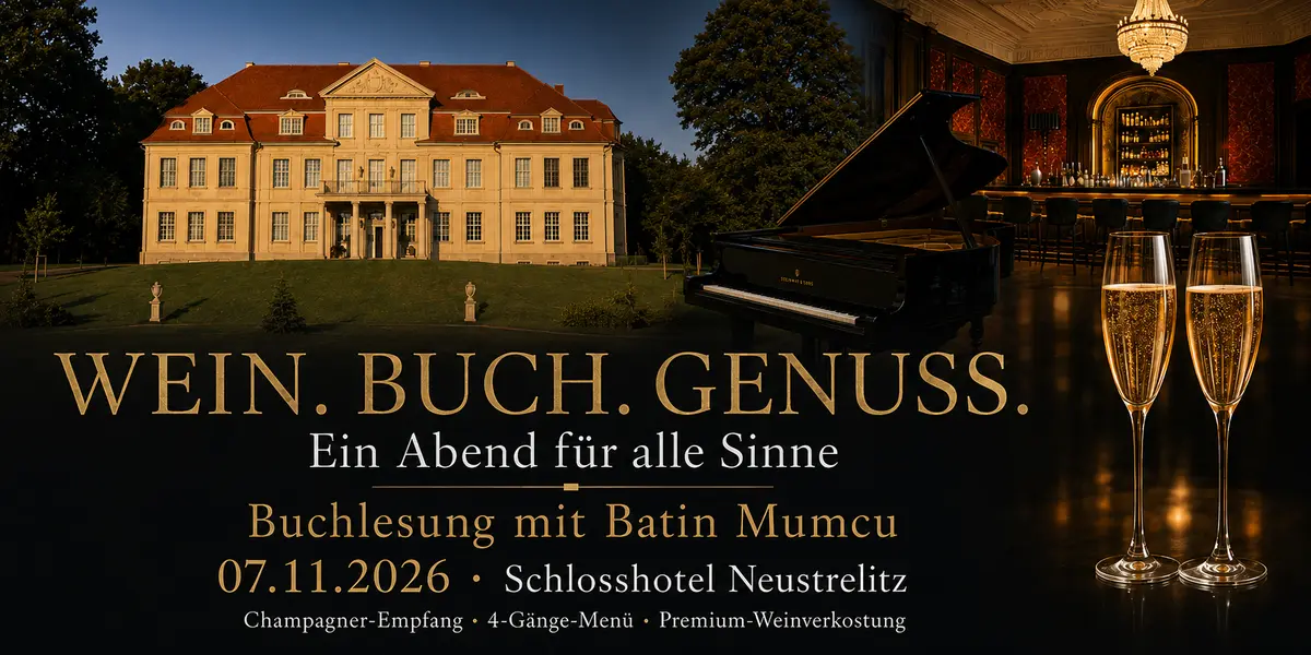 Wein Buch Genuss – Buchlesung mit Batin Mumcu am 7. November 2026 im Schlosshotel Neustrelitz
